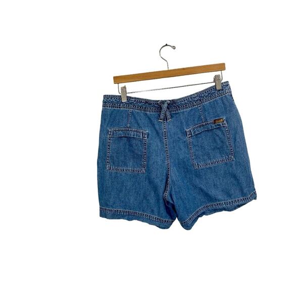 Vintage 90s Women’s Riders Light Wash Drawstring Jean Shorts Cargo Zip Pockets - Picture 5 of 9